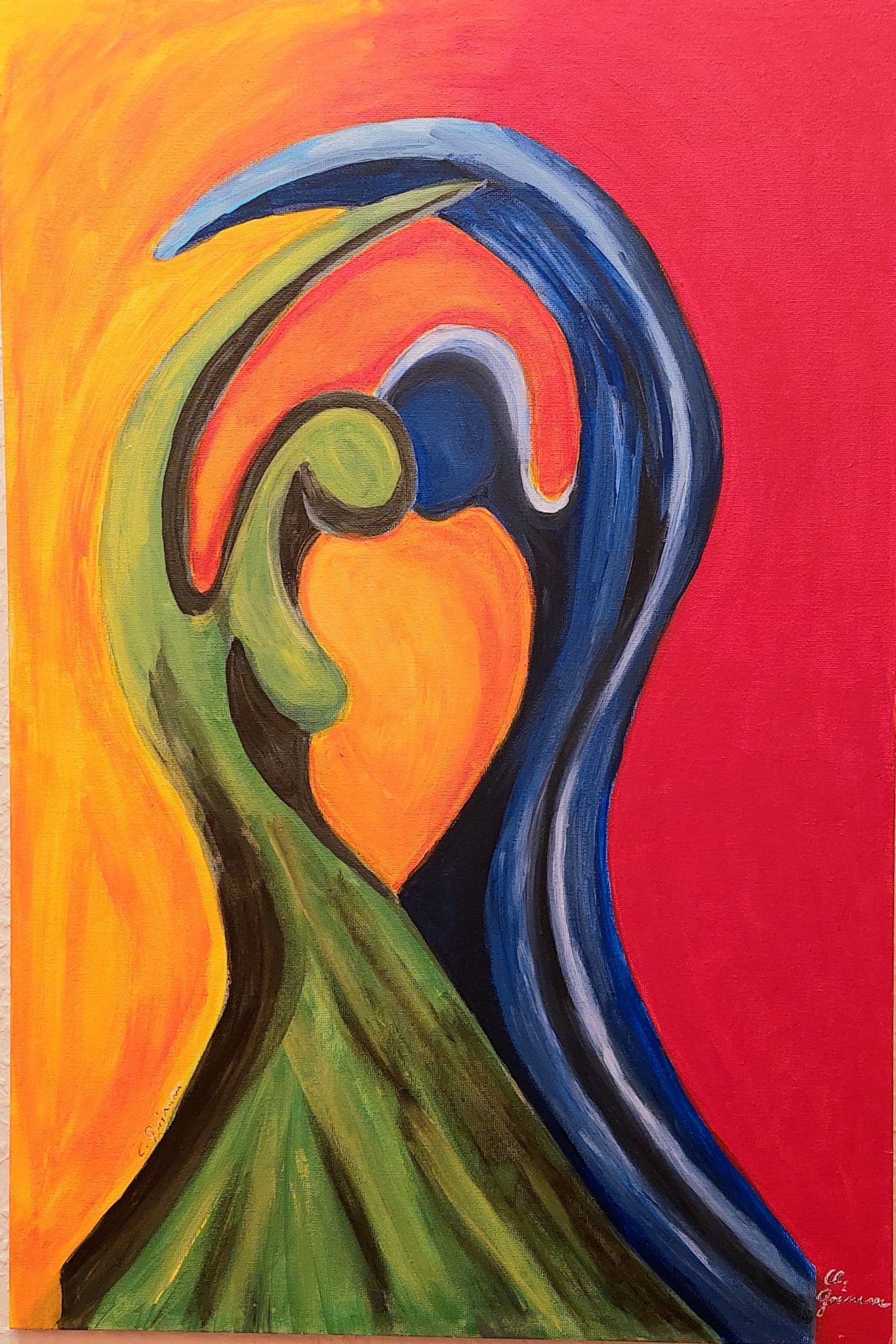 „Die Zuneigung“ — das tanzende Paar, abstraktes Werk von Grimm-Art